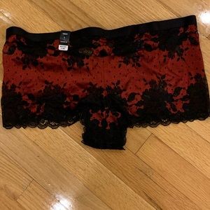 Black and red lace boy short panties